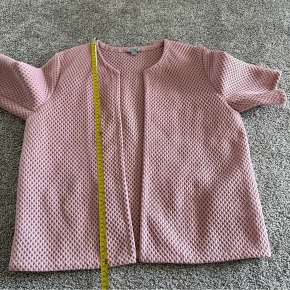 COS BLUSH PINK BOXY CROPPED OPEN FRON BLAZER JACKET LARGE MESH - Picture 4 of 11